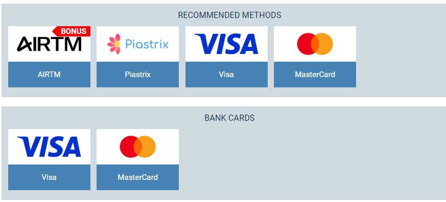 Replenish your account using a bank card